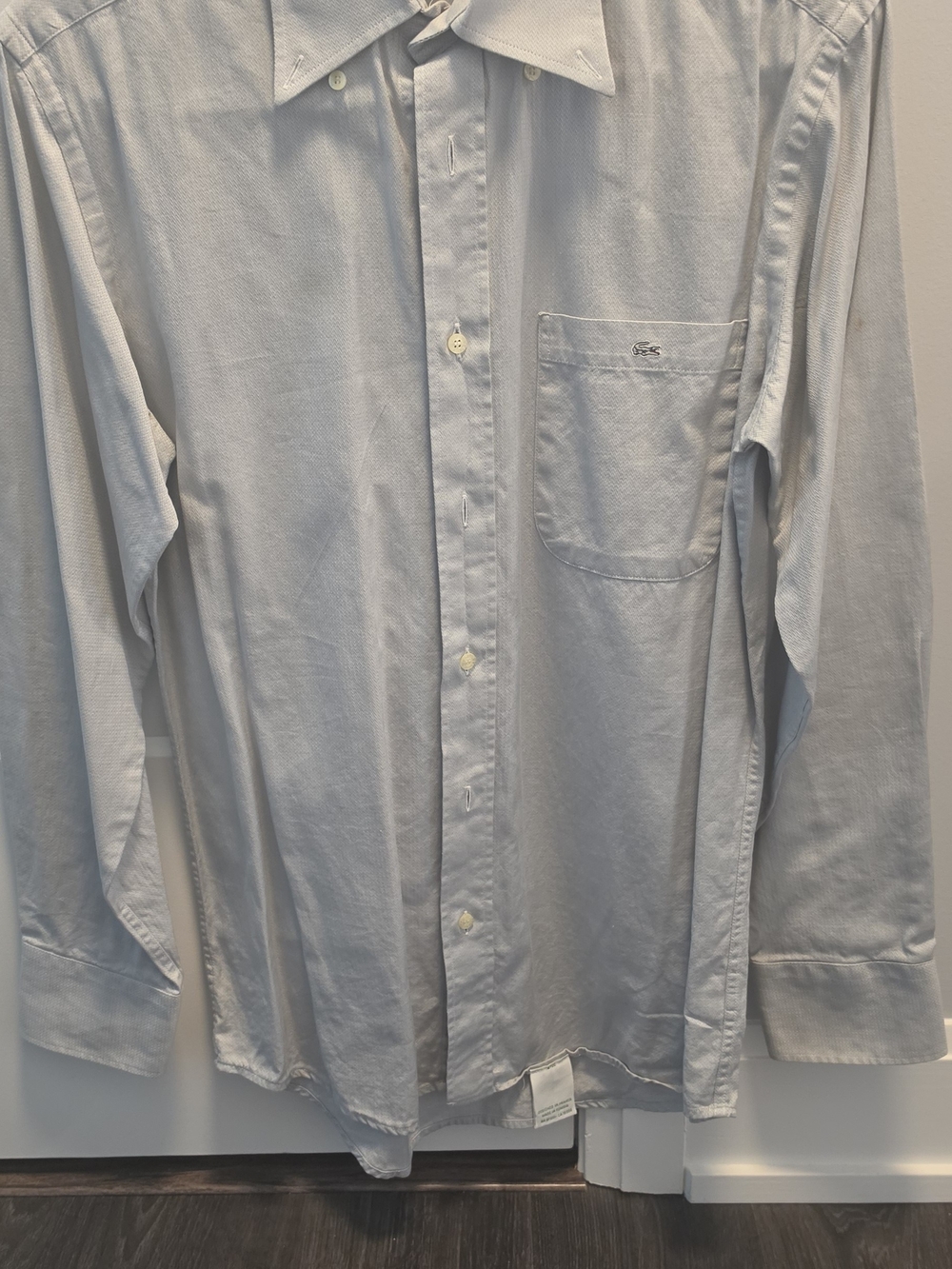 Lacoste Men's Pale Blue Long-Sleeve Dress Shirt with Chest Pocket